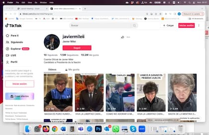 La cuenta de Javier Milei en Tik Tok está llena de videos explicativos que fueron viralizados por sus partidarios.