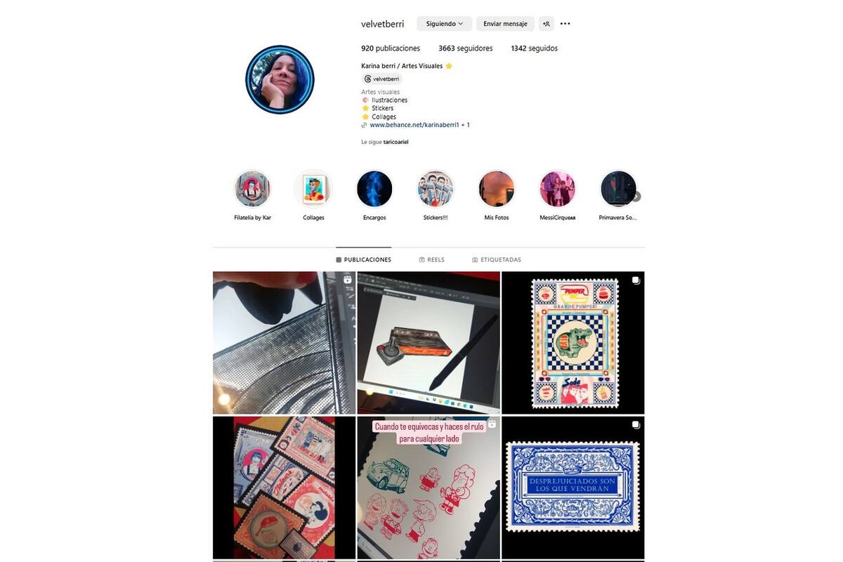 La cuenta de Karina Berri en Instagram