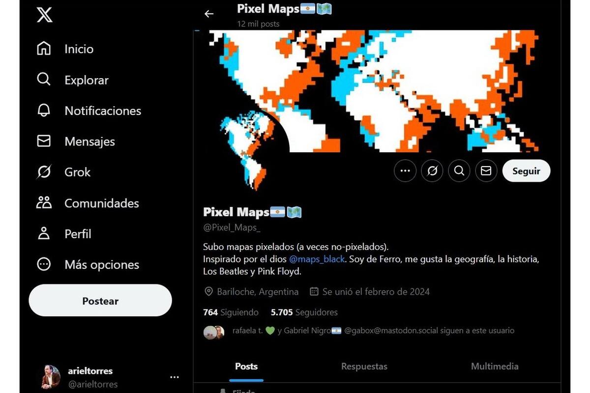 La cuenta de Pxel Maps en X