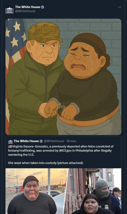 La cuenta de X de la Casa Blanca también se sumó a la viralización del estilo Ghibli