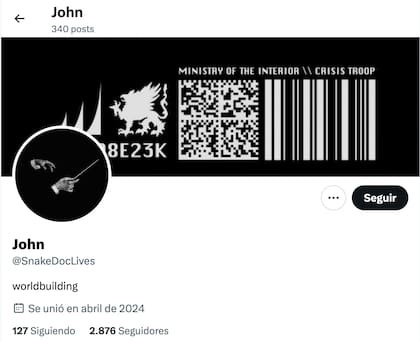 La cuenta de X denominada “John” (@SnakeDocLives) esta madrugada del martes cambió de nombre por Robert Paulson