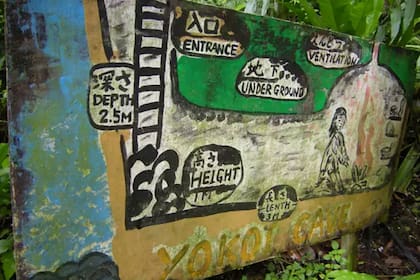 La cueva se derrumbó, pero un diagrama en el sitio muestra cómo estaba configurado el refugio