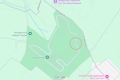 La curva 10 del circuito de Hungría, donde Colapinto se accidentó este miércoles (Captura de pantalla de Google Maps)