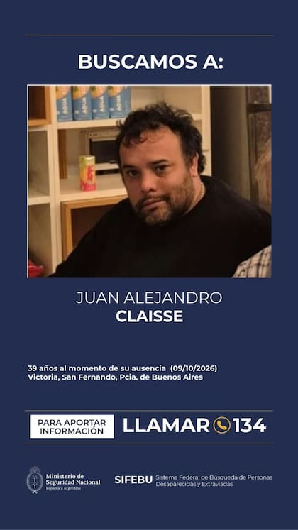 La DDI inició la búsqueda de Claisse