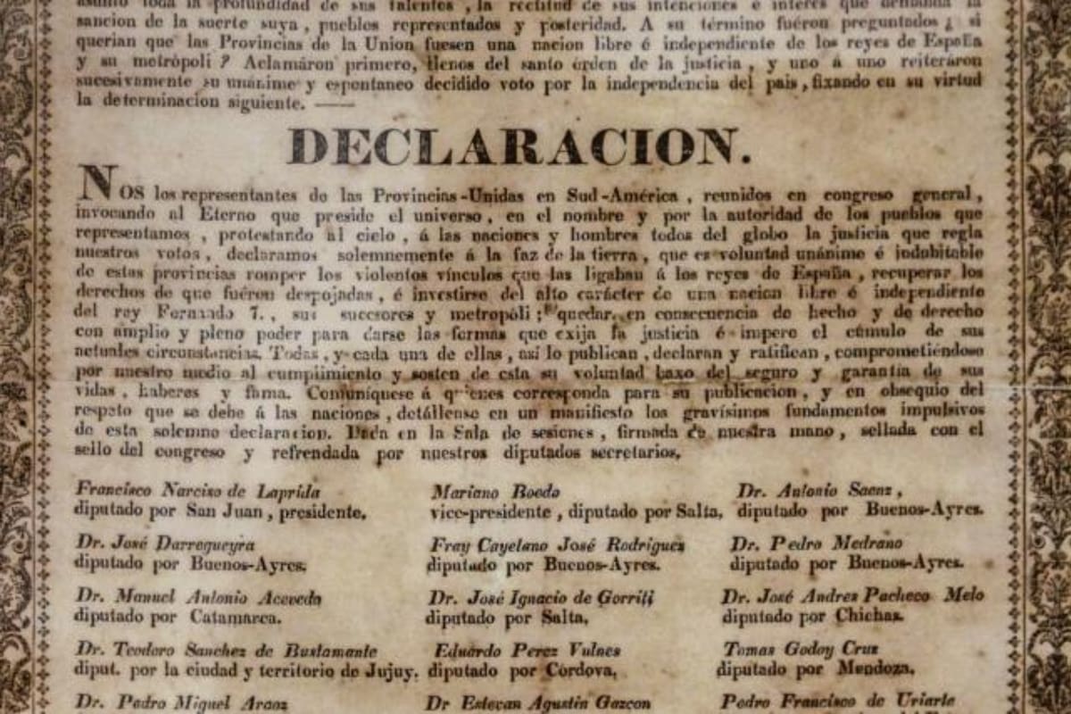 La Declaración de la Independencia fue firmada por 29 diputados el 9 de julio de 1816