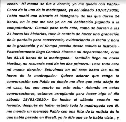 La declaración de Santoro durante la instrucción de la causa