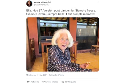 La dedicatoria de Sandra Mihanovich a su madre por su cumpleaños