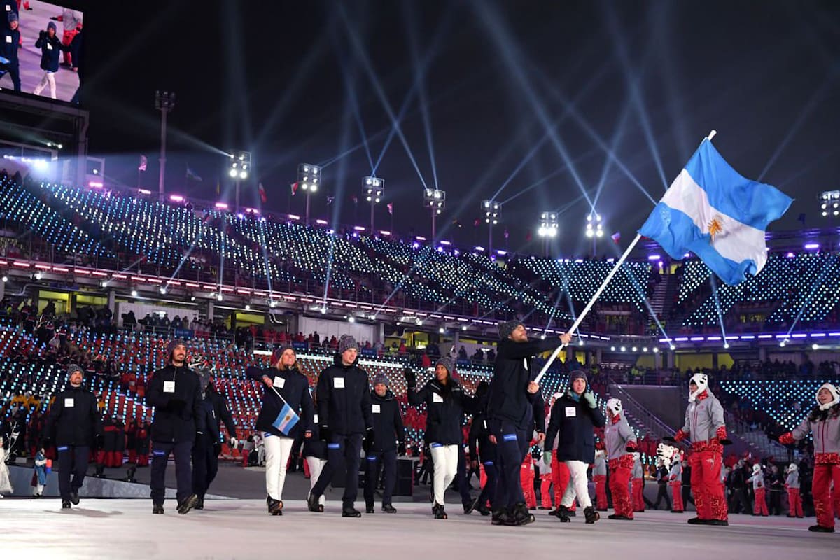 La delegación argentina en la ceremonia inaugural