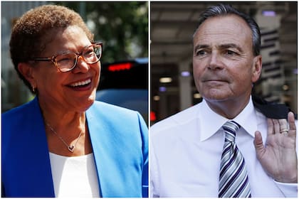 La demócrata y miembro de la Cámara de Representantes, Karen Bass y el republicano, Rick Caruso, compiten por la alcaldía de Los Ángeles