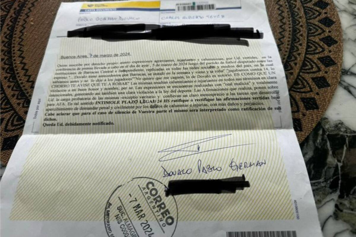 La denuncia de Dóvalo contra Tevez