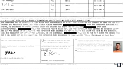 La denuncia policial con la descripción de lo sucedido en el vuelo 2239 desde Filadelfia a Miami