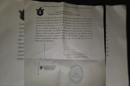 La denuncia que radicó el mismo Mario Negri tras cometer diversas infracciones de transito