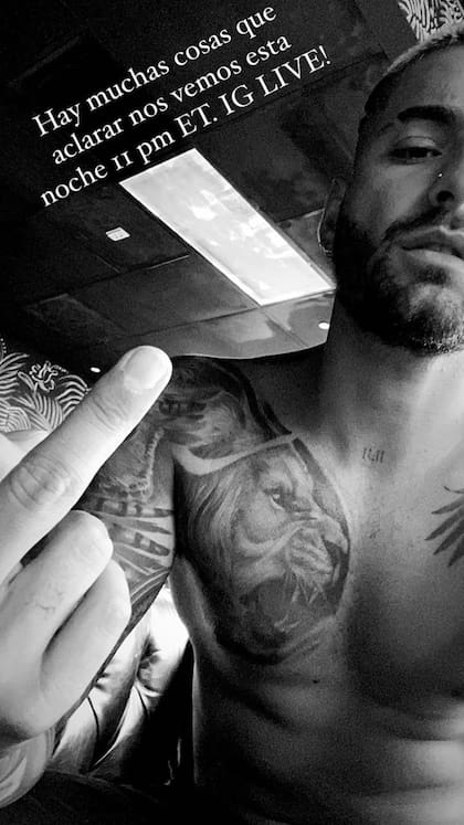 La desafiante publicación de Maluma en Instagram Stories.