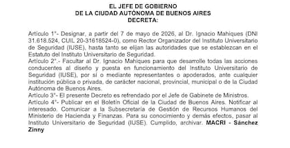 La designación de Ignacio Mahiques en el gobierno de la Ciudad