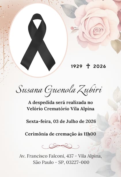 La despedida a Susana Freyre en San Pablo, Brasil, donde la actriz estaba viviendo