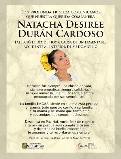 La despedida de los compañeros de trabajo de Natacha Durán en Playa del Carmen.
