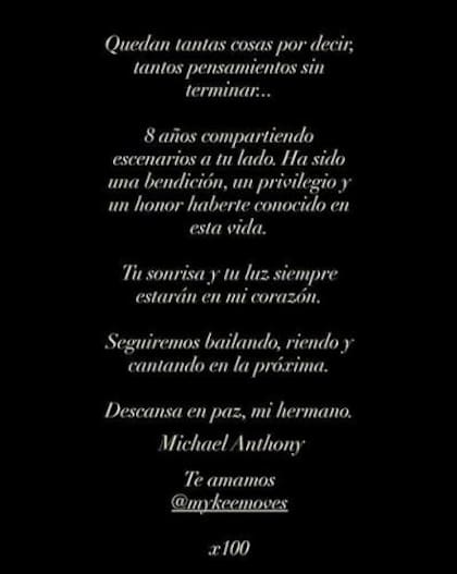 La despedida de Rauw Alejandro tras la muerte del bailarín