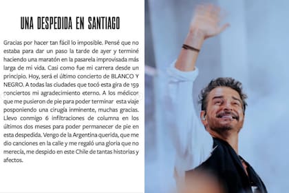 La despedida de Ricardo Arjona en su cuenta de Instagram