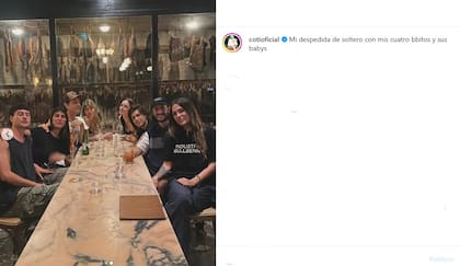 La despedida de soltero de Coti junto a sus hijos (Foto: Captura Instagram/@cotioficial)