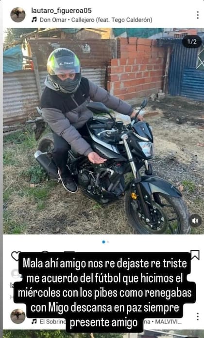 La despedida en redes sociales al motochorro abatido por un policía en La Matanza