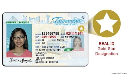La diferencia distintiva de la Real ID es un círculo dorado con una estrella en la esquina derecha