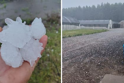 La dimensión del tamaño de la piedra que cayó en la localidad