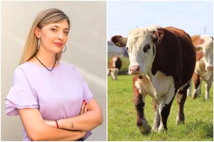 La diputada bonaerense Lucia Klug y una vaca