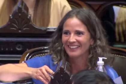 La diputada durante la charla con Sergio Massa