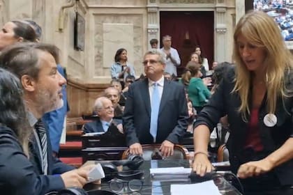 La diputada nacional por Unión por la Patria al momento de desconectar los cables