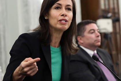 La directora de la Comisión Federal de Comunicaciones de Estados Unidos, Jessica Rosenworcel, en Washington, el 24 de junio de 2020. (Alex Wong/Pool via AP)