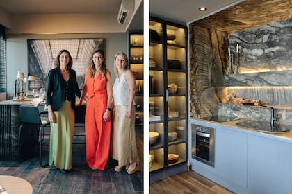 La directora de Living, Mariana Kratochwil, junto a Cecilia Larralde y Marcela Spelzini en su espacio signado, entre tantas cosas, por una excelente iluminación.