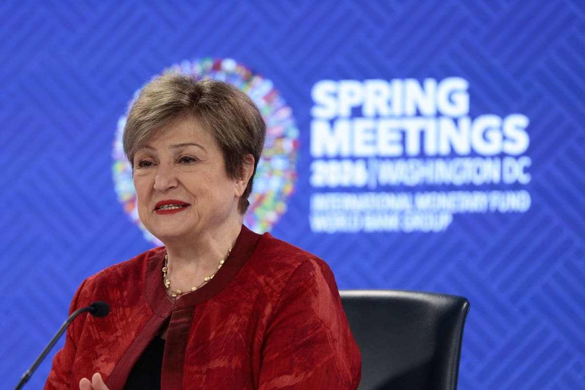 La directora del FMI, Kristalina Georgieva, durante la reunión de primavera del organismo en Washington