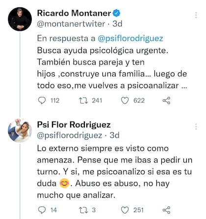 La discusión que mantuvo la psicóloga con el cantante por medio de la red social