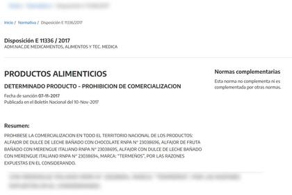 La disposición fue lanzada en 2017 (Captura Argentina.gob.ar)