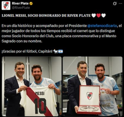 La distinción de River para Messi en la previa al partido entre Argentina y Benín
