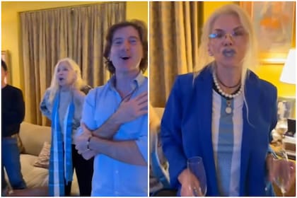La diva, su hija Mercedes Sarrabayrouse y el resto de su círculo íntimo alentando a la Selección argentina durante el partido con Argelia