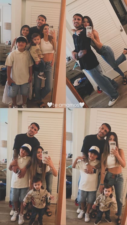 La divertida sesión de fotos de Paredes y Camila Galante con sus hijos Victoria, Giovani y Lautaro (Foto: Instagram @ccamilagalantee)