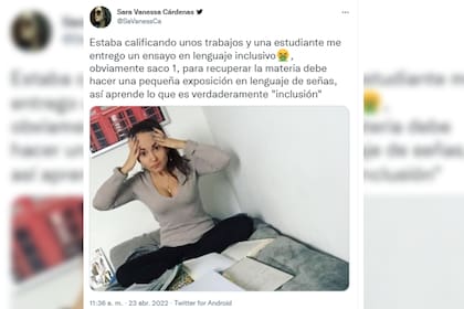 La docente compartió la decisión que tomó (Foto Twitter @SaVanessCa)