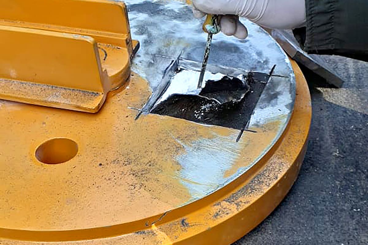 La droga estaba oculta dentro de una rueda de excavadora