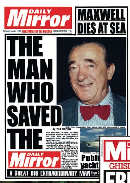 La edición tras la muerte de Maxwell hablaba del "hombre que salvó al Daily Mirror"