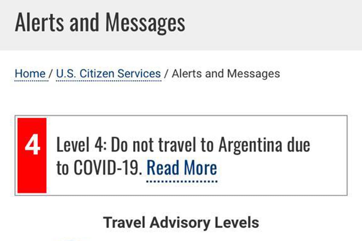 La embajada norteamericana en nuestro país publicó un alerta en su sitio web