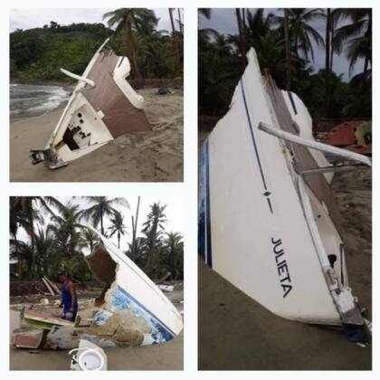 La embarcación del marinero australiano, bautizada como Julieta, quedó destruida al chocar contra las rocas. Fuente: Instagram @sailingkoru