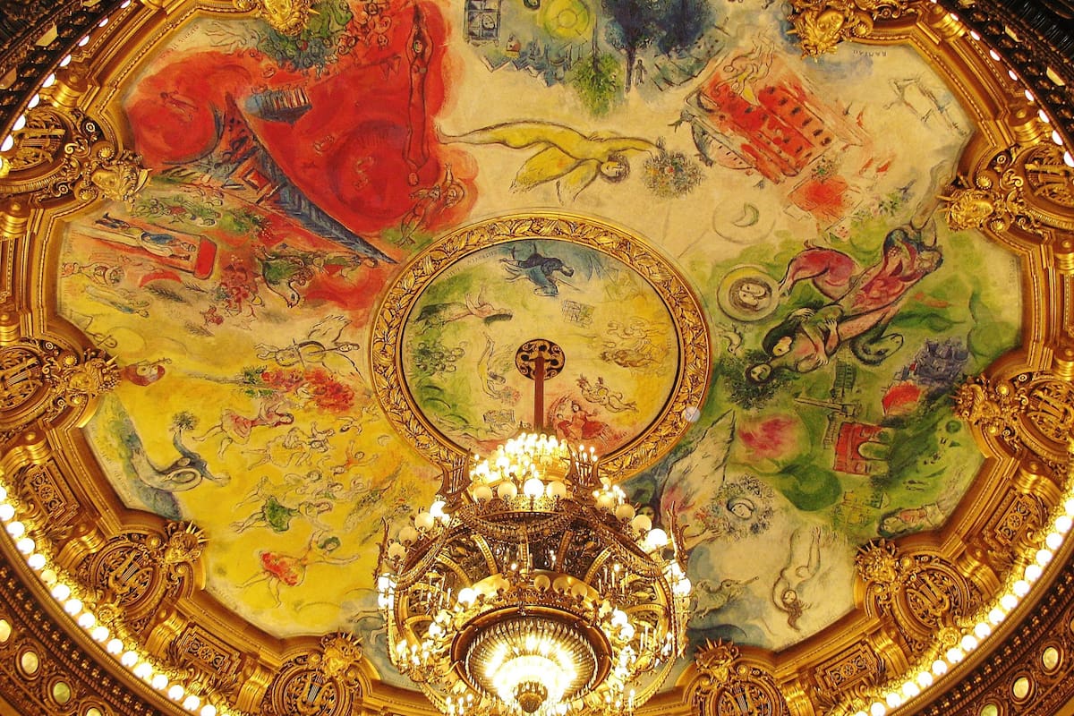 La embriagadora cúpula del auditorio del Palacio Garnier pintada por Marc Chagall