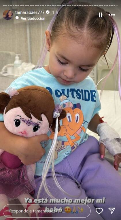 La emoción de Tamara Báez por la mejoría de su hija
