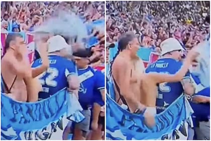 La emoción de una hincha argentina quien se quitó la camiseta tras conocer la victoria de su selección