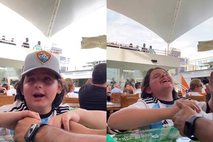La emoción del nene después del gol que convirtió Lionel Messi en Argentina vs. México