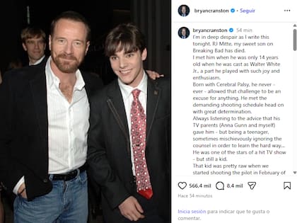 La emotiva despedida de Bryan Cranston a RJ Mitte