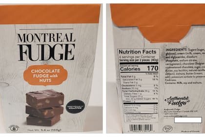 La empresa Authentik Fudge, con sede en Sainte-Julie, Quebec, Canadá, inició el retiro del mercado de 840 unidades de Chocolate Fudge con nueces de la marca Montreal Fudge