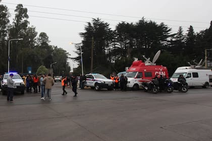 La entrada al predio de AFA en el comienzo del velorio de Grondona
