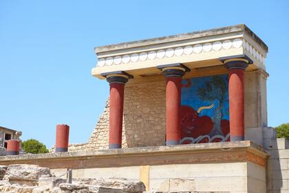 La entrada norte del palacio de Cnosos en Creta